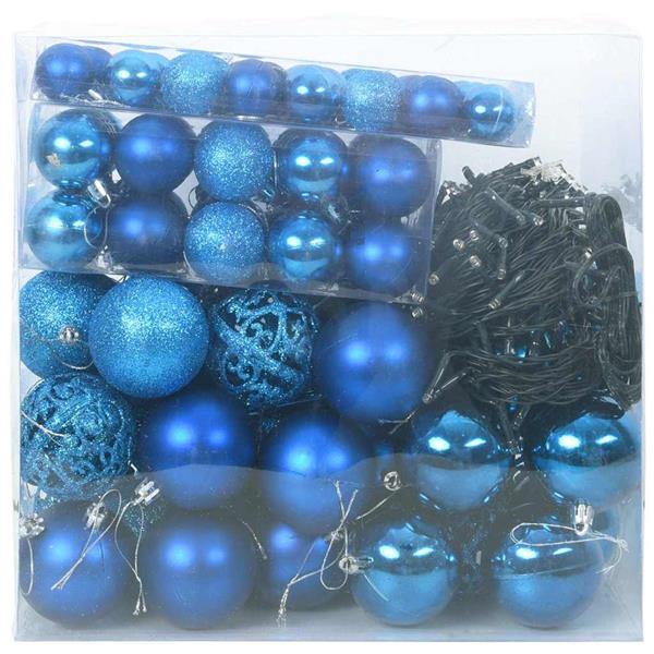 Grote foto vidaxl kerstbal set met 300 led 120 pcs blauw kunststof diversen overige diversen