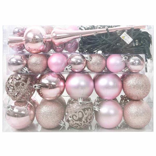Grote foto vidaxl kerstbal set met 150 led 61 pcs roze kunststof diversen overige diversen