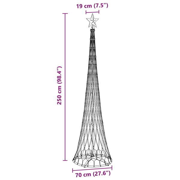 Grote foto vidaxl led kerstboom met 290 led koudwit 70 x 70 x 250 cm metaal diversen overige diversen