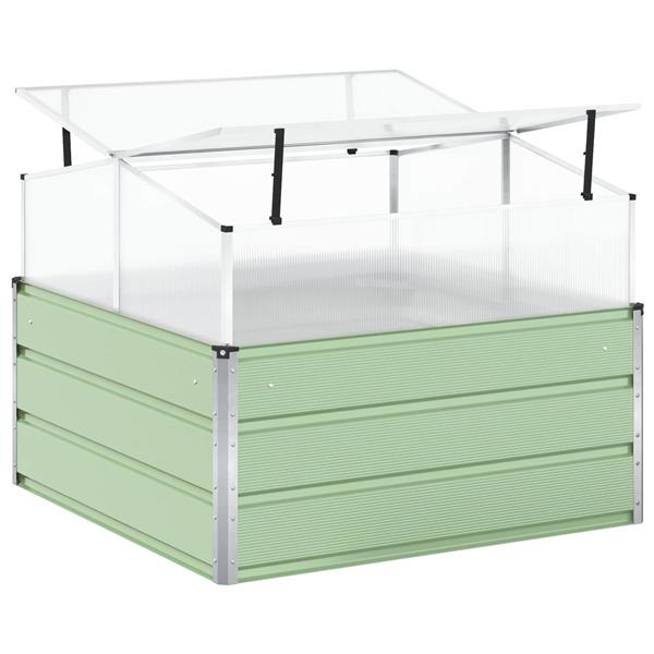 Grote foto vidaxl plantenbak pastel groen 100 x 100 x 77 cm gegalvaniseerd staal tuin en terras overige tuin en terras