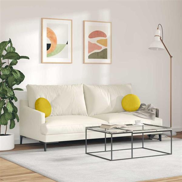 Grote foto vidaxl zitkussens 2 stuks geel 40 x 13 cm fluweel huis en inrichting woningdecoratie