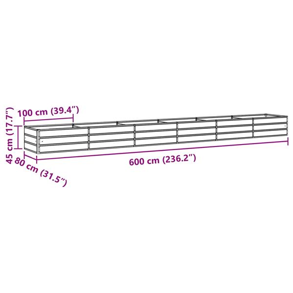 Grote foto vidaxl plantenbak groen 600 x 80 x 45 cm staal tuin en terras overige tuin en terras