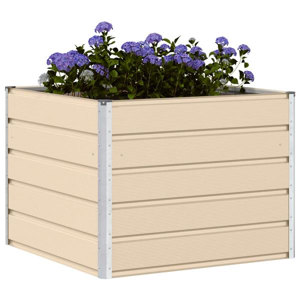 Grote foto vidaxl plantenbak ivoor 100 x 100 x 75 cm staal tuin en terras overige tuin en terras