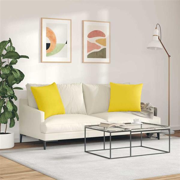 Grote foto vidaxl sofa kussens 2 pcs lichtgeel 50 x 50 cm stof huis en inrichting woningdecoratie