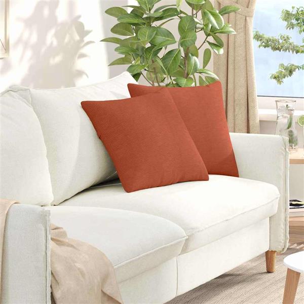 Grote foto vidaxl sofa kussens 2 stuks rood oranje 45 x 45 cm cordstof huis en inrichting woningdecoratie