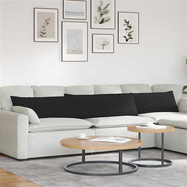 Grote foto vidaxl sofa kussens 2 pcs zwart 200 x 40 cm stof huis en inrichting woningdecoratie