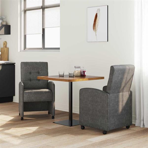 Grote foto vidaxl dining stoelen met wielen 2 pcs zwart 58 x 67 x 97 cm kunstleer huis en inrichting stoelen