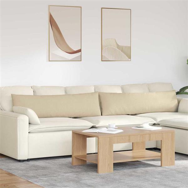 Grote foto vidaxl sofa kussens 2 pcs cr me 145 x 40 cm stof huis en inrichting woningdecoratie