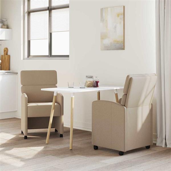 Grote foto vidaxl dining stoelen met wielen 2 pcs cappuccino 58 x 65 x 98 cm huis en inrichting stoelen