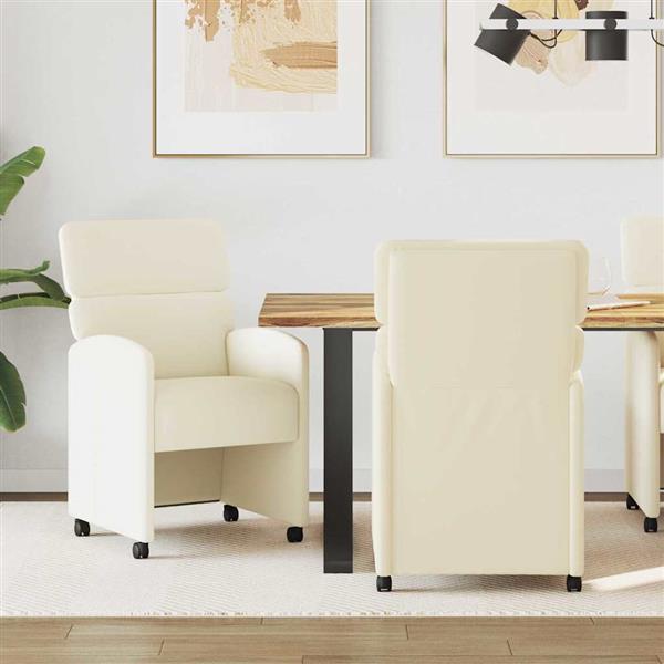 Grote foto vidaxl dining stoelen met wielen 2 pcs cr me 58 x 65 x 98 cm kunstleer huis en inrichting stoelen