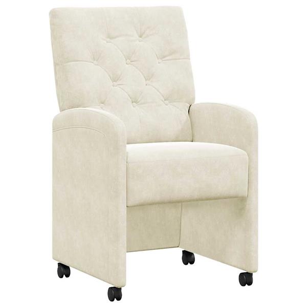 Grote foto vidaxl dining stoelen met wielen 2 pcs cr me 58 x 67 x 97 cm fluweel huis en inrichting stoelen