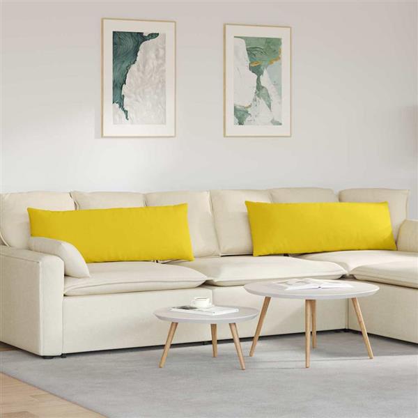 Grote foto vidaxl sofa kussens 2 pcs lichtgeel 120 x 40 cm stof huis en inrichting woningdecoratie