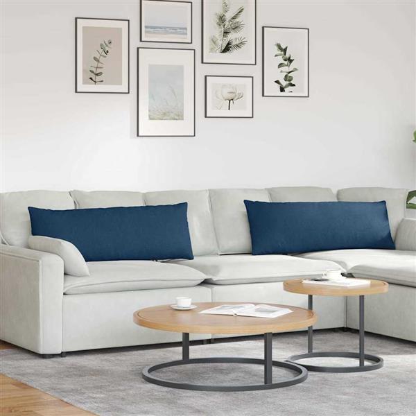Grote foto vidaxl sofa kussens 2 pcs blauw 120 x 40 cm stof huis en inrichting woningdecoratie