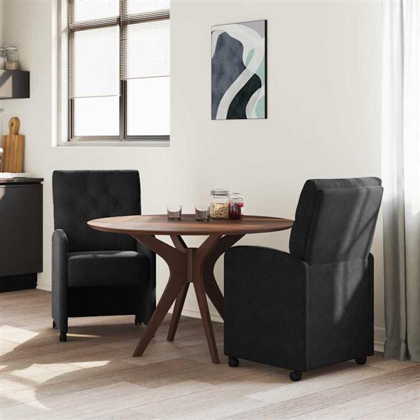 Grote foto vidaxl dining stoelen met wielen 2 pcs zwart 58 x 67 x 97 cm fluweel huis en inrichting stoelen