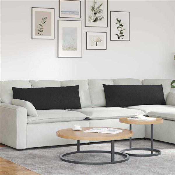 Grote foto vidaxl sofa kussens 2 pcs zwart 120 x 40 cm stof huis en inrichting woningdecoratie