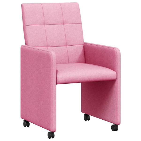 Grote foto vidaxl dining stoelen met wielen 2 pcs roze 58 x 65 x 94 cm stof huis en inrichting stoelen