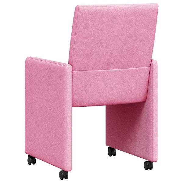 Grote foto vidaxl dining stoelen met wielen 2 pcs roze 58 x 65 x 94 cm stof huis en inrichting stoelen