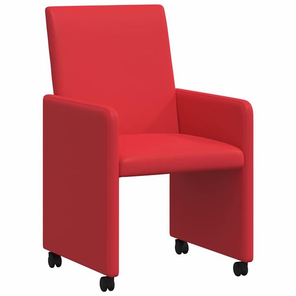 Grote foto vidaxl dining stoelen met wielen 2 pcs rood 57 x 66 x 94 cm kunstleer huis en inrichting stoelen