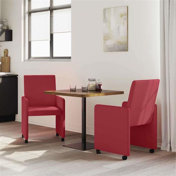 Grote foto vidaxl dining stoelen met wielen 2 pcs wijnrood 57 x 66 x 94 cm huis en inrichting stoelen