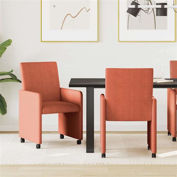 Grote foto vidaxl dining stoelen met wielen 2 pcs rood oranje 57 x 66 x 94 cm huis en inrichting stoelen