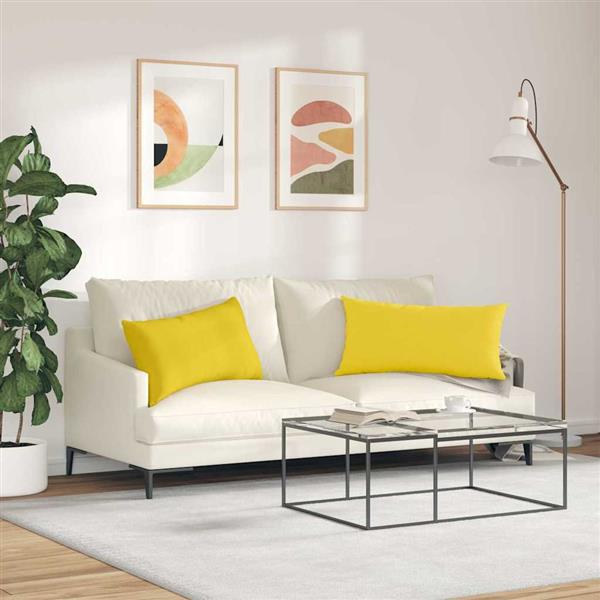 Grote foto vidaxl sofa kussens 2 pcs lichtgeel 80 x 40 cm stof huis en inrichting woningdecoratie