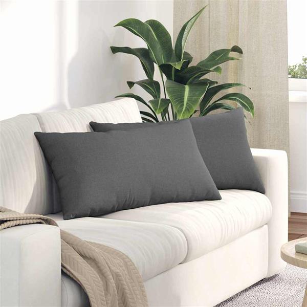 Grote foto vidaxl sofa kussens 2 pcs donkergrijs 80 x 40 cm stof huis en inrichting woningdecoratie