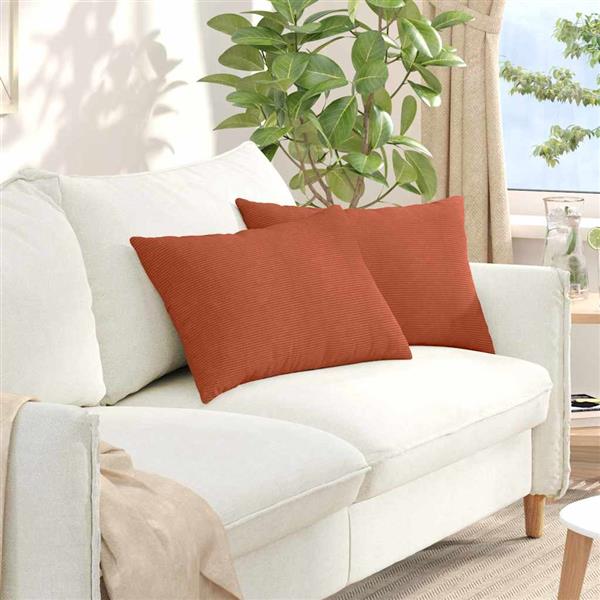 Grote foto vidaxl sofa kussens 2 stuks rood oranje 60 x 40 cm cordstof huis en inrichting woningdecoratie
