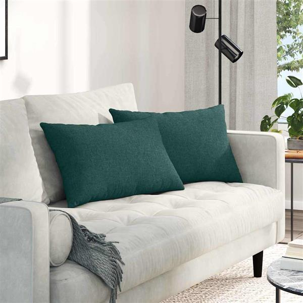 Grote foto vidaxl sofa kussens 2 pcs donkergroen 60 x 40 cm stof huis en inrichting woningdecoratie