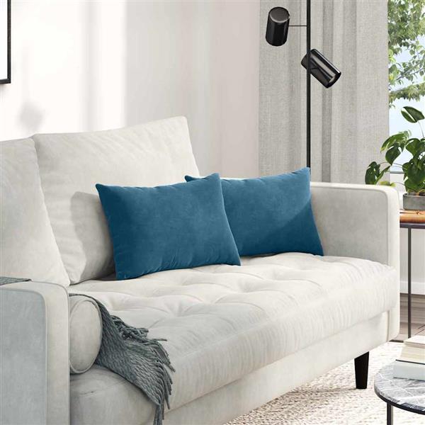 Grote foto vidaxl sofa kussens 2 stuks blauw 50 x 30 cm cordstof huis en inrichting woningdecoratie