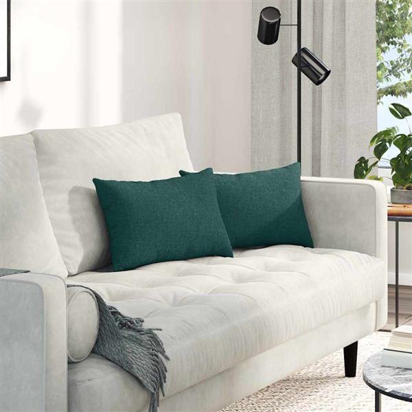 Grote foto vidaxl sofa kussens 2 pcs donkergroen 50 x 30 cm stof huis en inrichting woningdecoratie