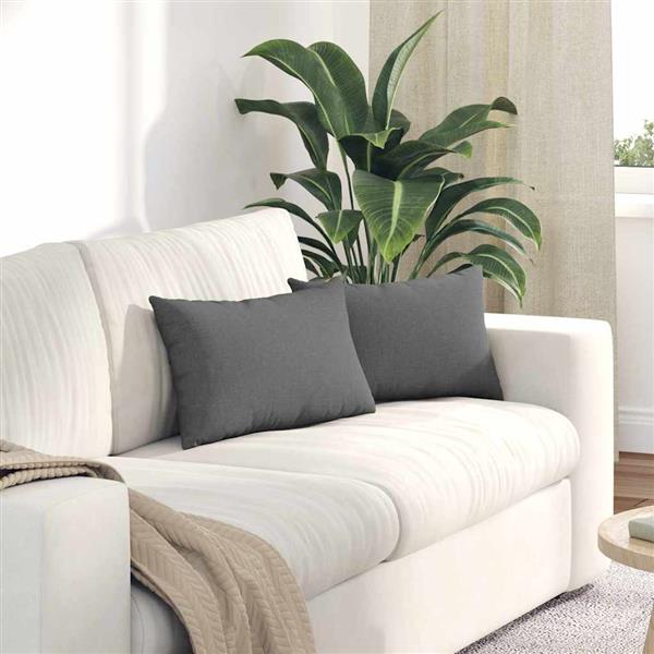 Grote foto vidaxl sofa kussens 2 pcs donkergrijs 50 x 30 cm stof huis en inrichting woningdecoratie