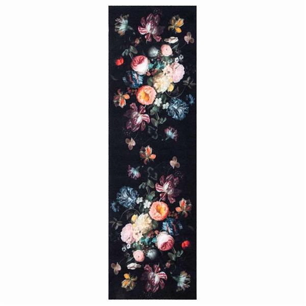 Grote foto vidaxl keuken vloerkleed zwart 150 x 45 cm fluweel tuin en terras overige tuin en terras