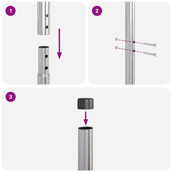 Grote foto vidaxl afrasteringspaal 12 pcs zilver poedergecoat staal tuin en terras overige tuin en terras