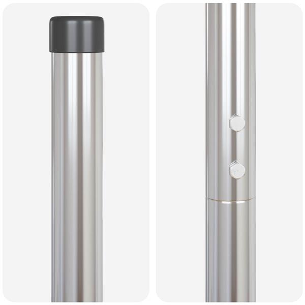 Grote foto vidaxl afrasteringspaal 2 pcs zilver poedergecoat staal tuin en terras overige tuin en terras