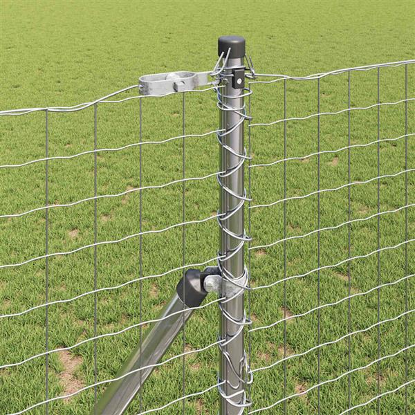 Grote foto vidaxl afrasteringspaal 2 pcs zilver poedergecoat staal tuin en terras overige tuin en terras