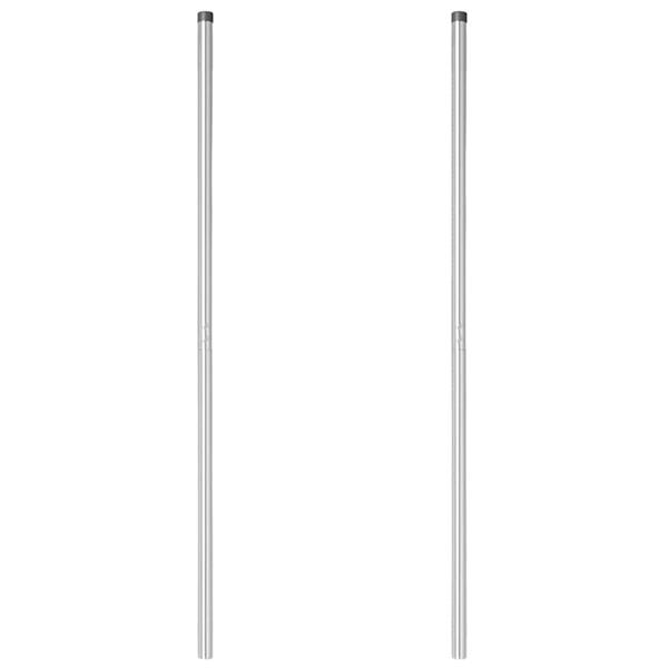 Grote foto vidaxl afrasteringspaal 2 pcs zilver poedergecoat staal tuin en terras overige tuin en terras