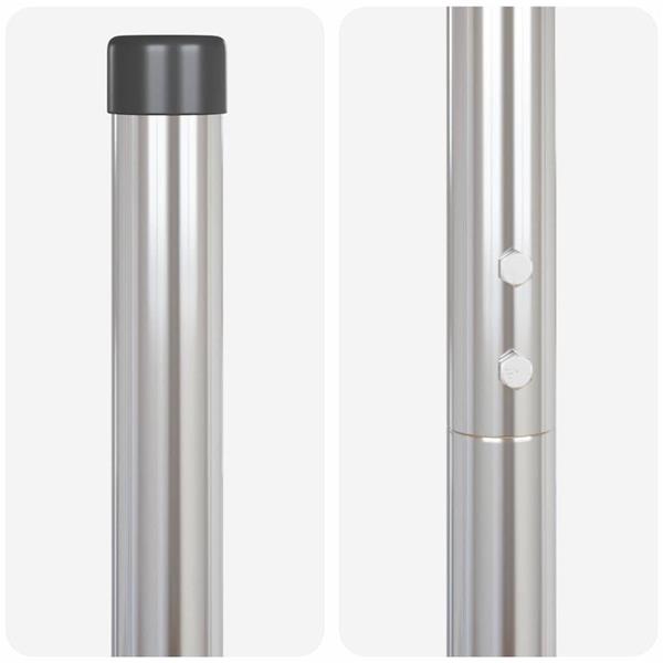 Grote foto vidaxl afrasteringspaal 2 pcs zilver poedergecoat staal tuin en terras overige tuin en terras