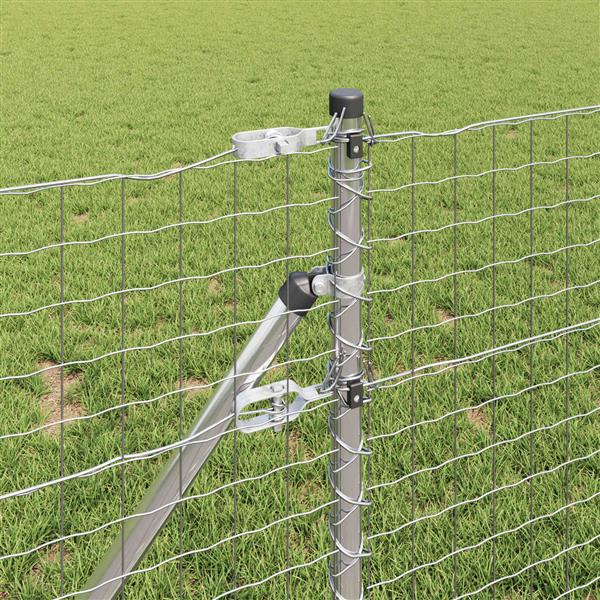 Grote foto vidaxl afrasteringspaal 12 pcs zilver 80 cm poedergecoat staal tuin en terras overige tuin en terras