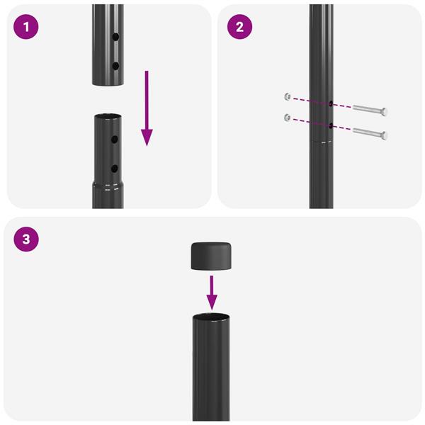 Grote foto vidaxl afrasteringspaal 2 pcs grijs poedergecoat staal tuin en terras overige tuin en terras