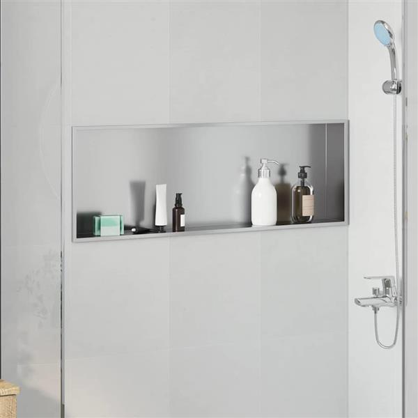 Grote foto vidaxl douche niche zilver 90 x 30 x 9 5 cm roestvrij staal huis en inrichting complete badkamers