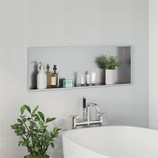 Grote foto vidaxl douche niche zilver 90 x 30 x 9 5 cm roestvrij staal huis en inrichting complete badkamers