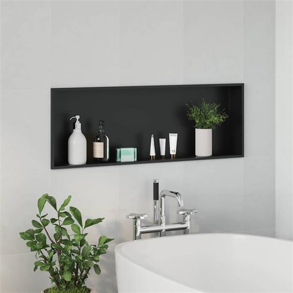 Grote foto vidaxl douche niche zwart 90 x 30 x 9 5 cm roestvrij staal huis en inrichting complete badkamers