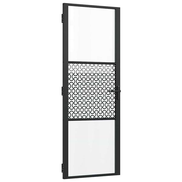 Grote foto vidaxl glazen deur fretwerk zwart 76 x 3.5 x 201.5 cm aluminium doe het zelf en verbouw deuren en horren