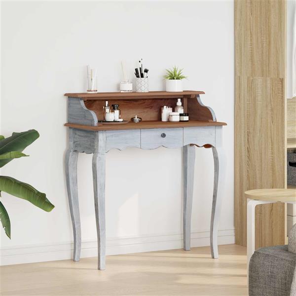 Grote foto vidaxl schrijfbureau bruin en wit 80 x 40 x 92 cm massief mahoniehout huis en inrichting stoelen