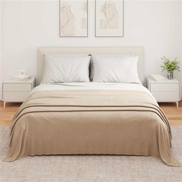 Grote foto vidaxl gooi deken kameel 350 x 270 cm fleece huis en inrichting bedden