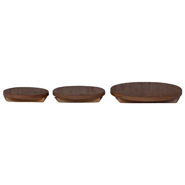Grote foto vidaxl plant stool 3 pcs bruin mahoniehout tuin en terras overige tuin en terras