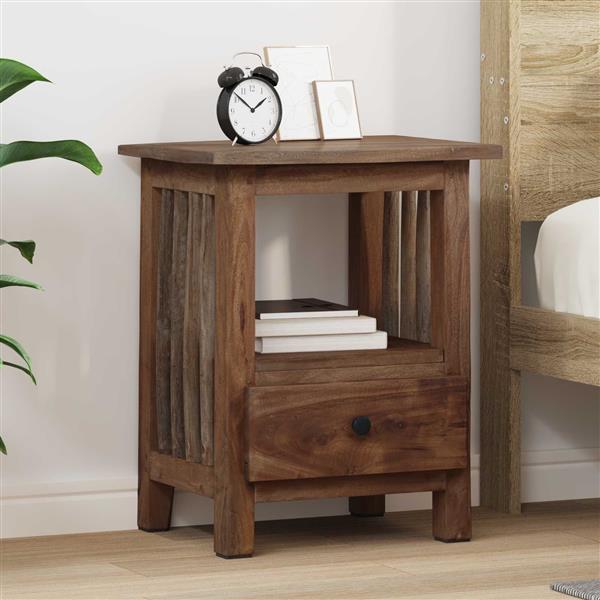 Grote foto vidaxl nachtkastje bruin 30 x 30 x 47 cm massief gerecycled hout huis en inrichting eettafels