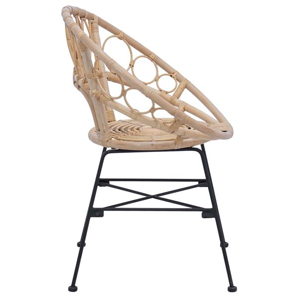 Grote foto vidaxl eetkamerstoel 2 pcs naturel 49 x 51 x 81 cm riet en ijzer huis en inrichting stoelen