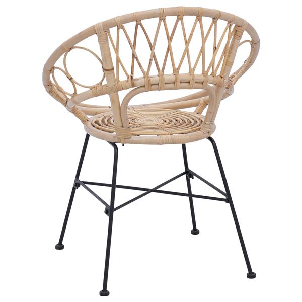 Grote foto vidaxl eetkamerstoel 2 pcs naturel 49 x 51 x 81 cm riet en ijzer huis en inrichting stoelen