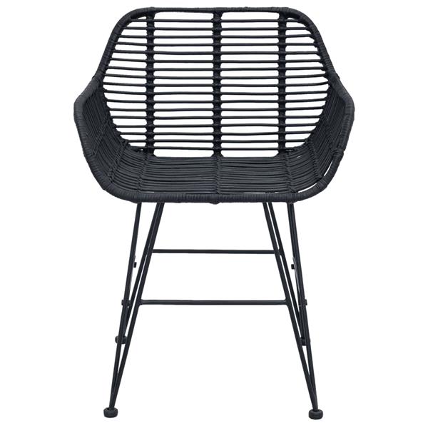 Grote foto vidaxl eetkamerstoel 2 pcs zwart 55 x 50 x 74 cm riet en ijzer huis en inrichting stoelen